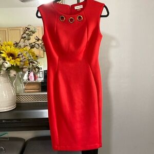 Calvin Klein Red Sheath Midi Dress for Night Out. NWOT
